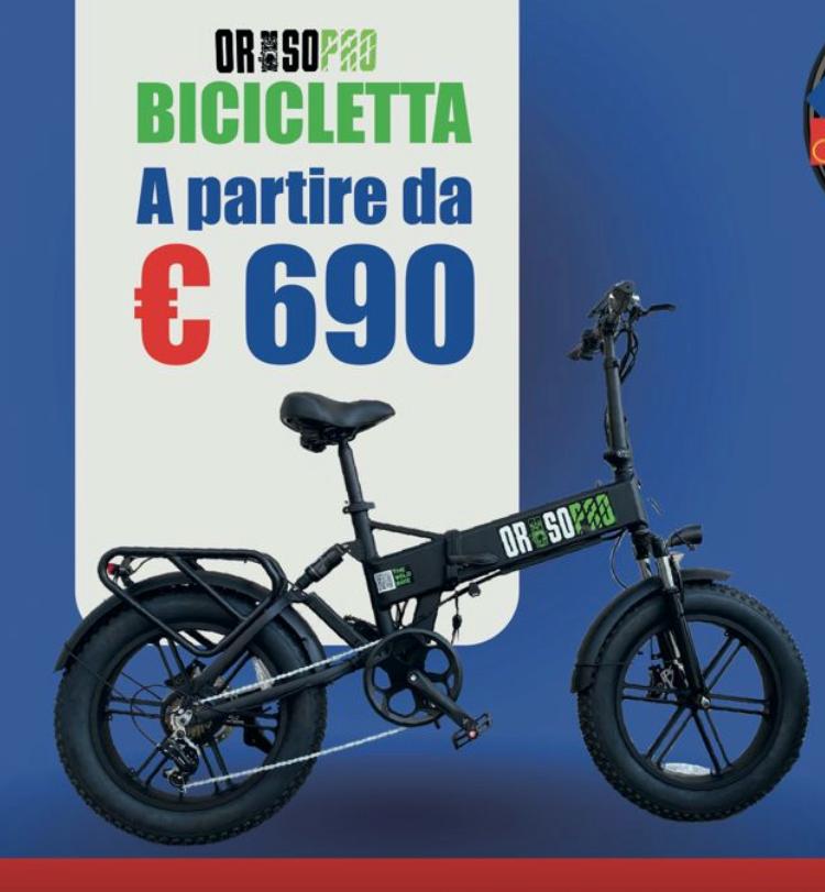 Fat Bike Elettrica Orso 250W · Batteria Integrata 48V 18Ah · 20×4 Full Suspension